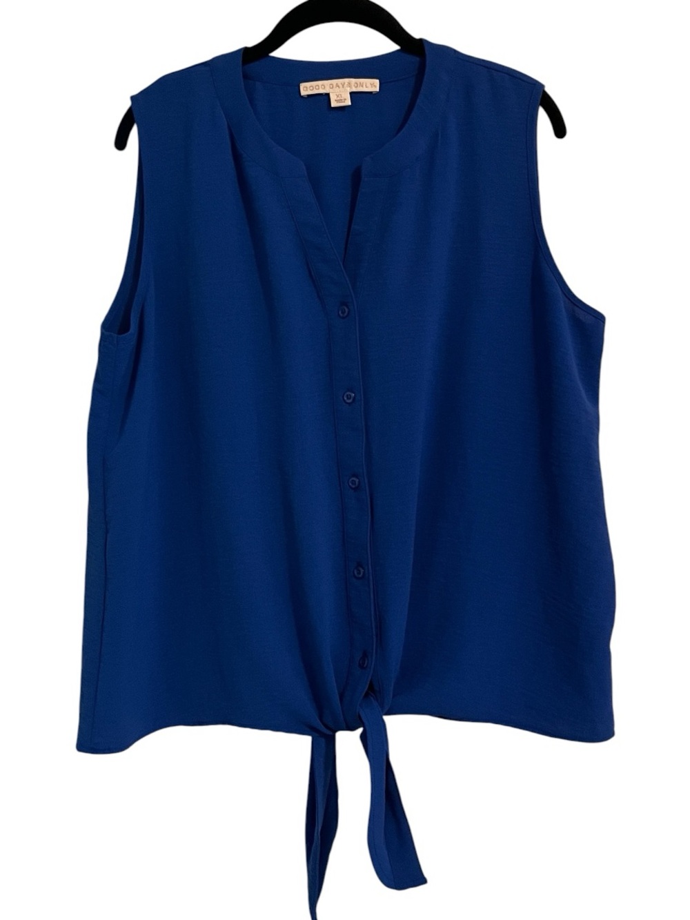Sleeveless Tie-Front Blouse - Royal Blue